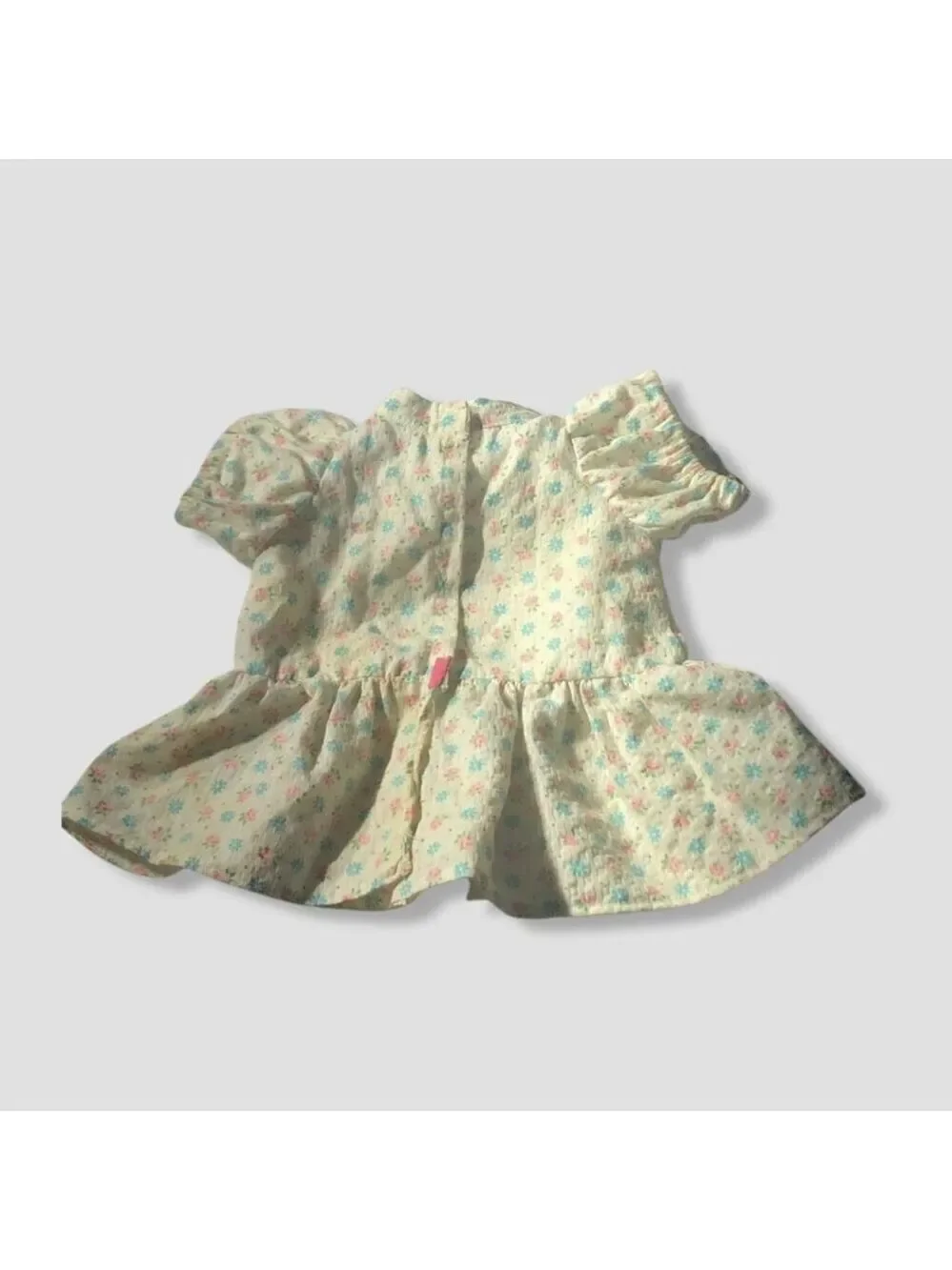 Vintage doll teddy bear outfit pink overalls floral shirt corduroy coat ruffles